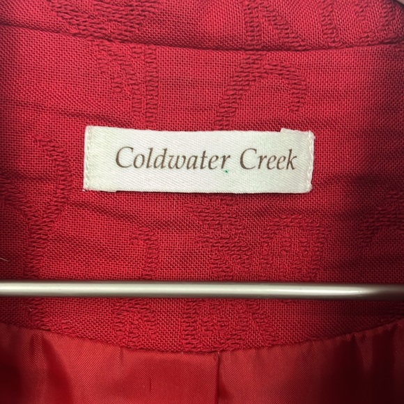 Coldwater Creek Womens Blazer/Jacket 10P Red Mandarin Collar Button Down Lined - Picture 2 of 15